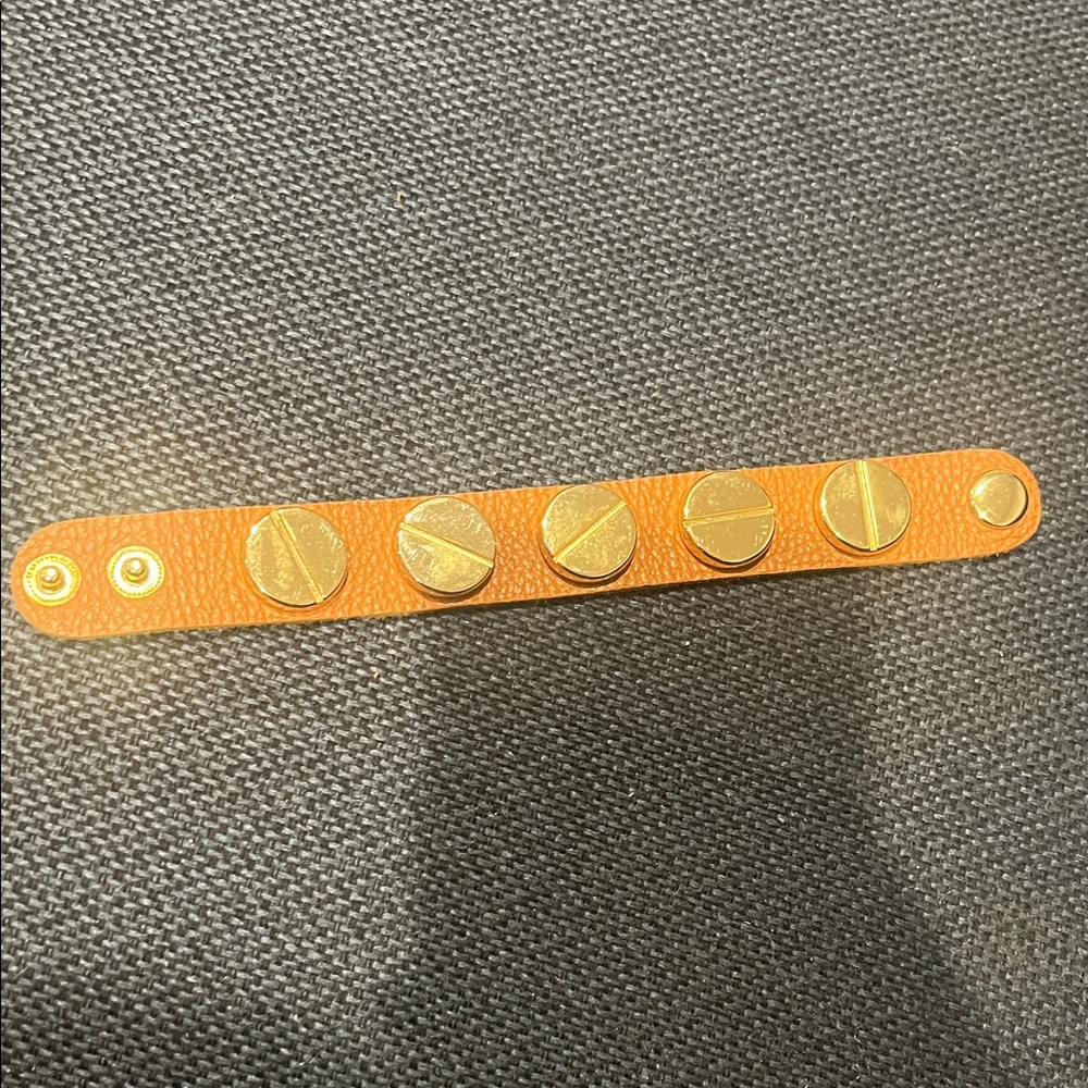 Gold and Tan Leather Bracelet